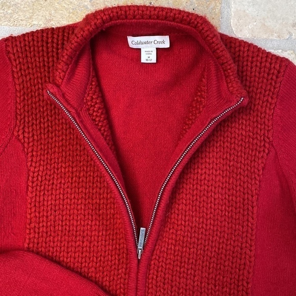 Alpaca/Wool Blend Cardigan Womens M Sweater Jacket Zip up Red soft Winter cozy - Picture 6 of 6